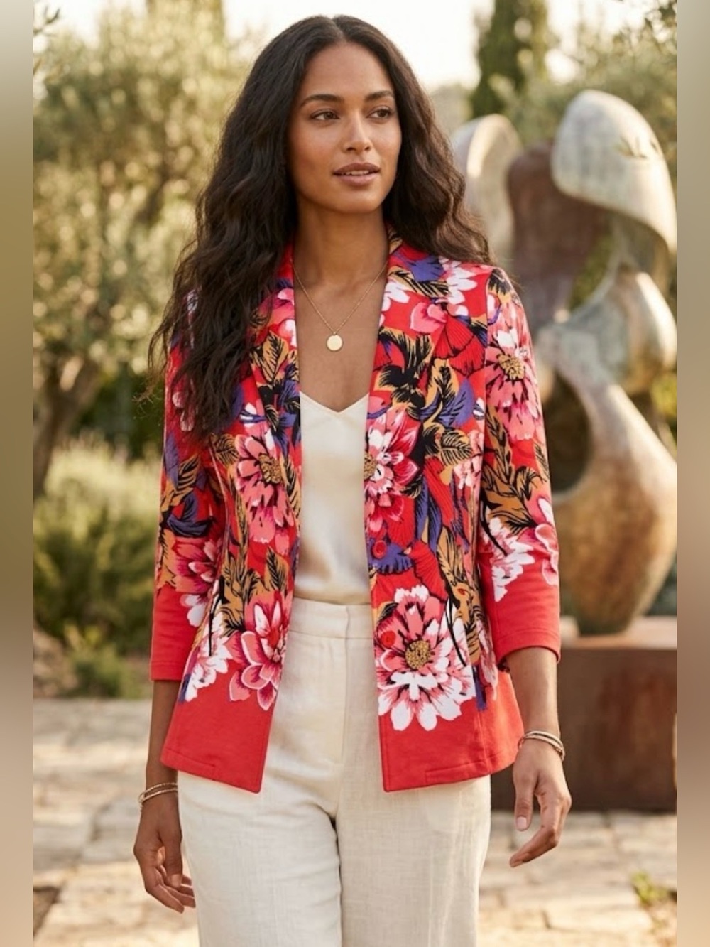 NWOT! ISAAC MIZRAHI Live Multicolor Floral Blazer